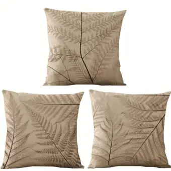 3 Pack Vintage Leaves Throw Pillow Covers Cases Cotton Linen