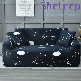 Sheleep Printed Stretch Sofa Slipcover 1 Piece Polyester Spandex Fabric Cover For Living Room Couch L Shape Armchair 2 3 4 Seater