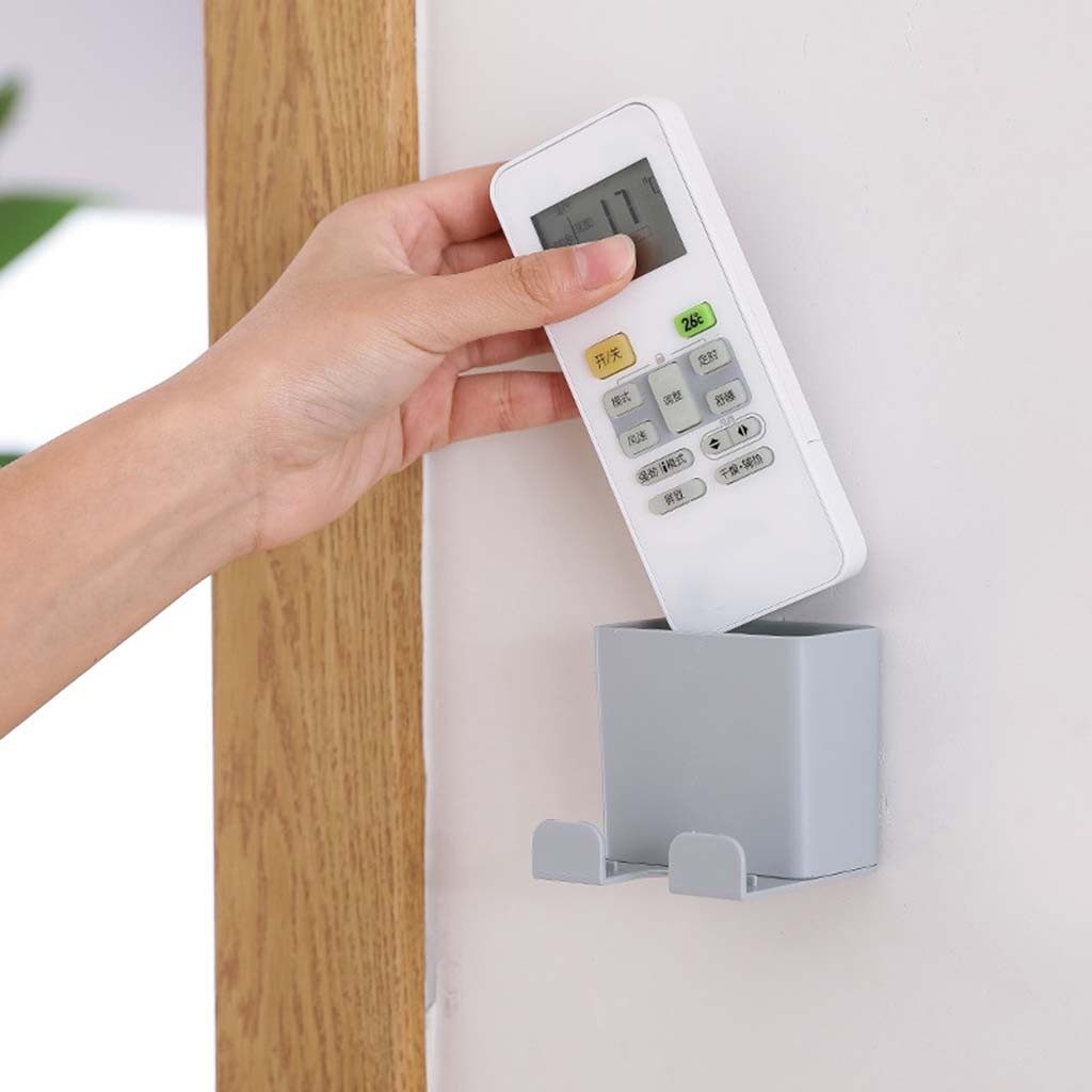 [YESPERY] Universal Wall Mount Charger Phone Holder Stand Remote Control Hanger Base Support Hook Hanging Storage Box Rack Home Organizer