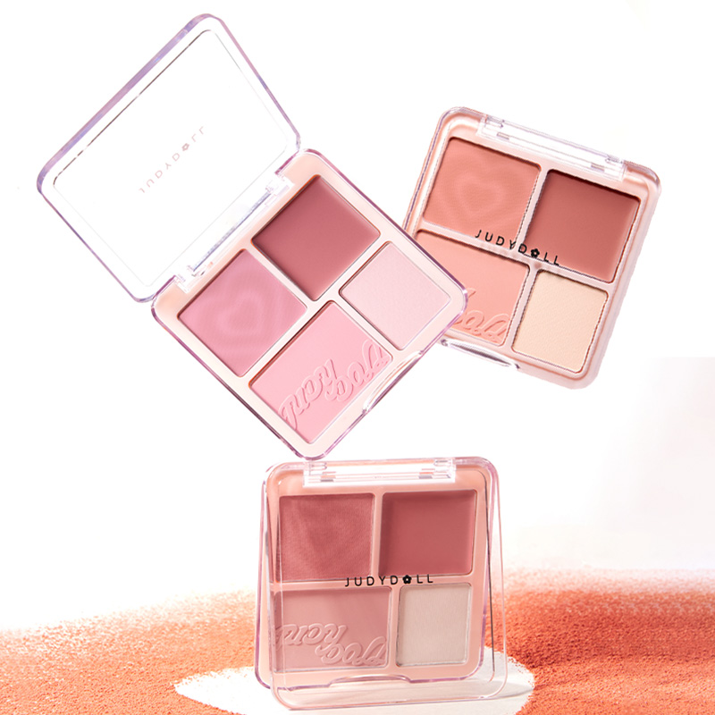 Bảng Phấn Má Hồng Bắt Sáng JUDYDOLL 4 Ô Tông Lì Đa Năng Mềm Mịn Trang Điểm Tự Nhiên Lâu Trôi