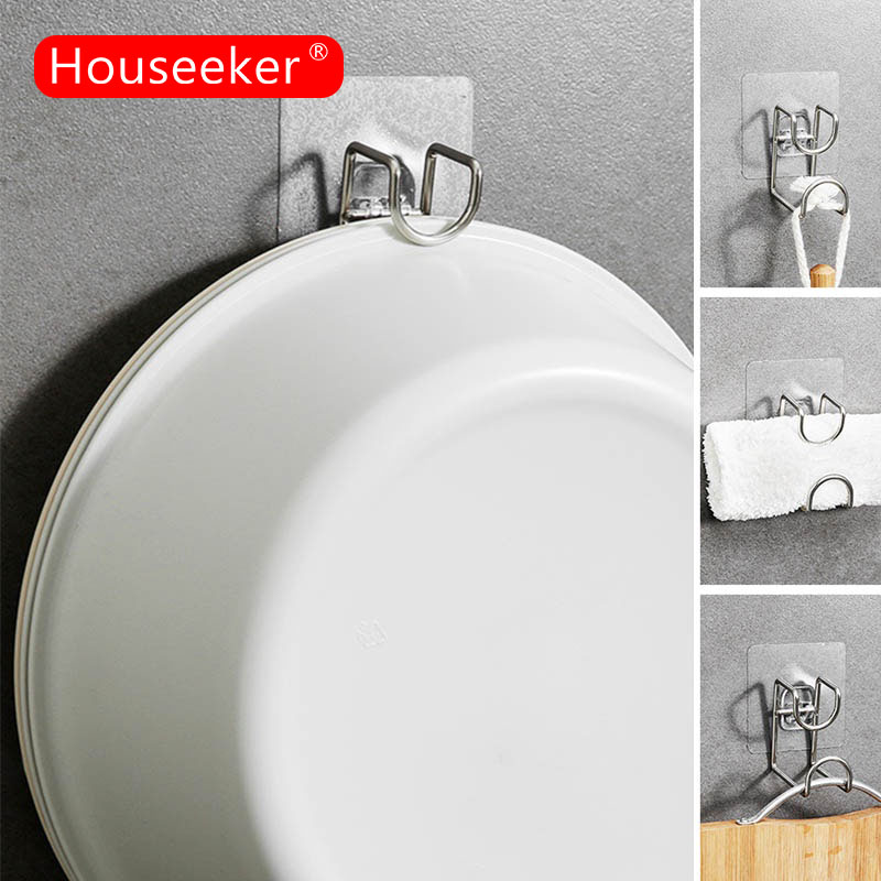 Houseeker Móc Treo Tường Móc Treo Dính Tự Dính Giá Treo Chậu Rửa Móc Treo Tường Trong Suốt, Nhà Bếp Phòng Tắm Organiser