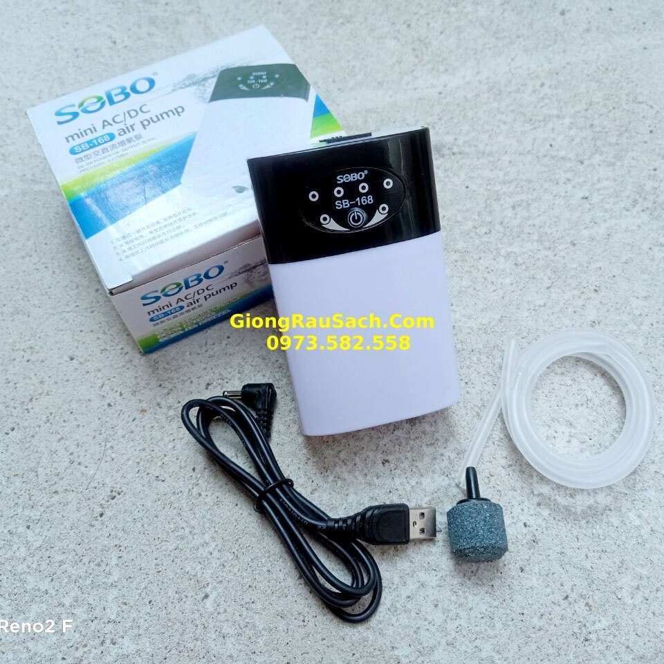 Máy bơm oxy pin sạc tích điện sobo sủi sục tạo khí cho hồ bể cá cảnh mini thế hệ mới