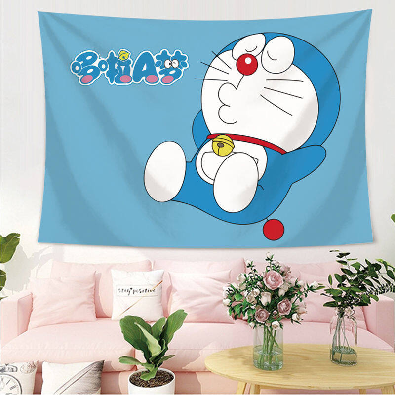 Wehome Doraemon Tapestry Wall Hanging Polyester Tapiserya Cartoon Anime Decoration Background Cloth Tapestry (100x75cm)