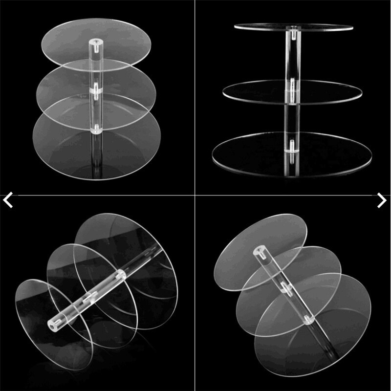 ZMHT Dream Hunter 3/4 Layer Transparent Acrylic Round Display Stand Multi-Layer Wedding Birthday Cake Display Stand Shelf Cupcake Holder Plate