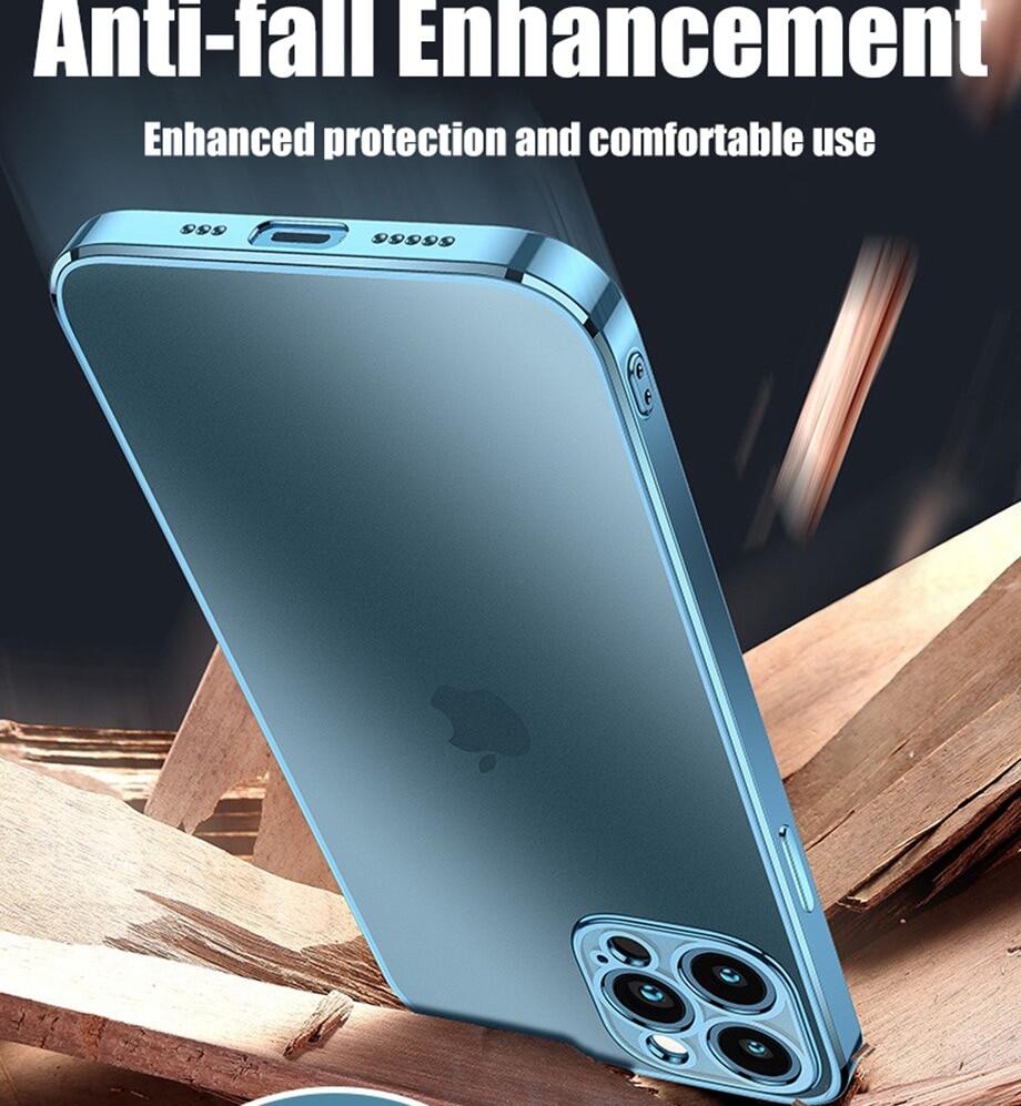 Luxury Plating Square Frame Matte Soft Silicone Case for IPhone 13 12 11 14 Pro Max Case Transparent Cover for IPhone 11 12 13 14 Case