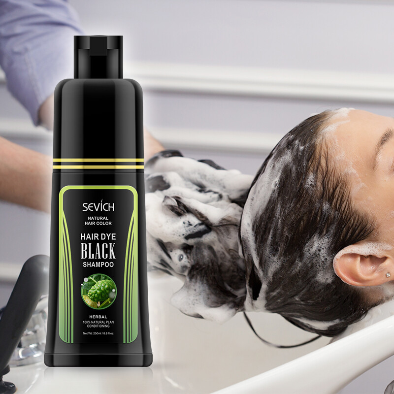 SEVICH Natural Herbal Essence Shampoo 250ML Permanent Grey Hair Return Black Dye Shampoo