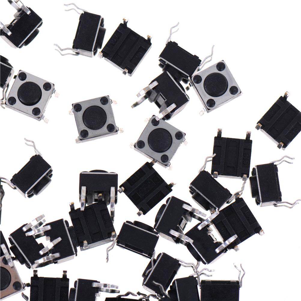 Aideepen 100 Cái Bảng Điều Khiển 6X6X5Mm Công Tắc Nút Ấn Chiến Thuật Xúc Giác Tạm Thời PCB