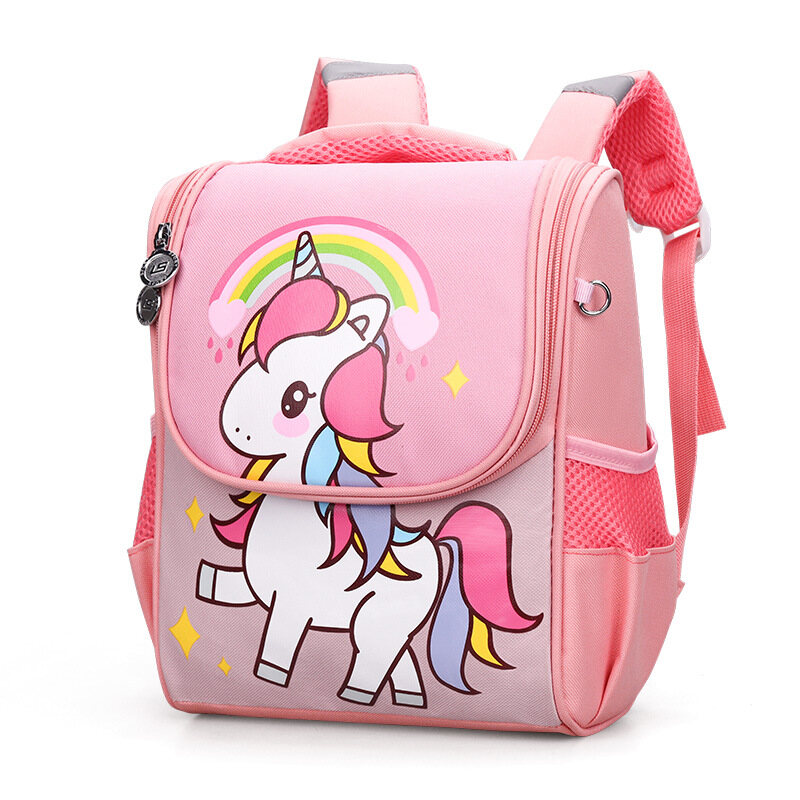 YA ZHOU LONG Children's backpack Cute cartoon Canvas water repellent Large-capacity schoolbag for elementary school students Kindergarten school bag