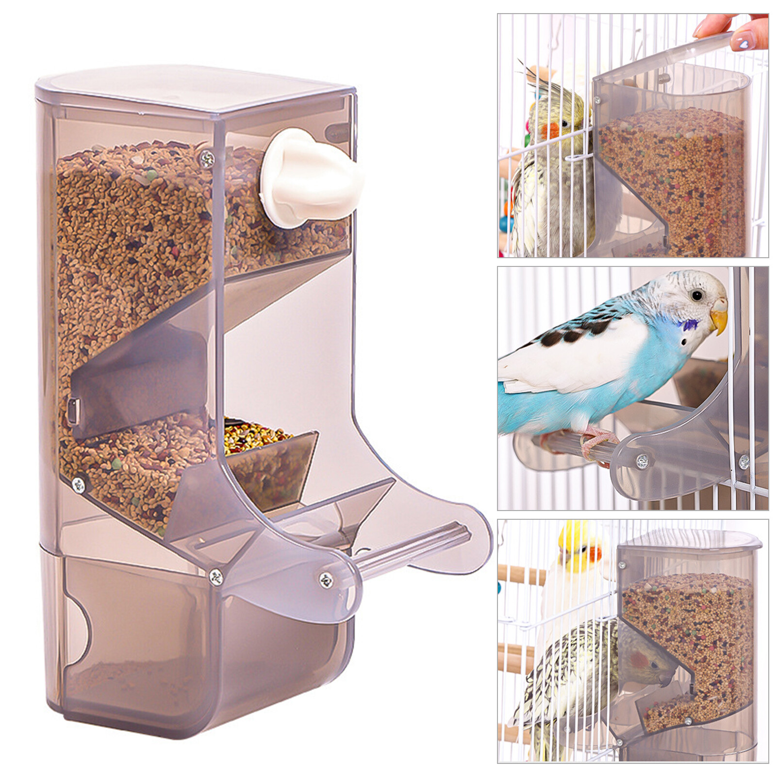 1Pc Fashion Pet Large Capacity Splash-proof Anti-spill Trough Food Dispenser Feeder for Parrot Bird
