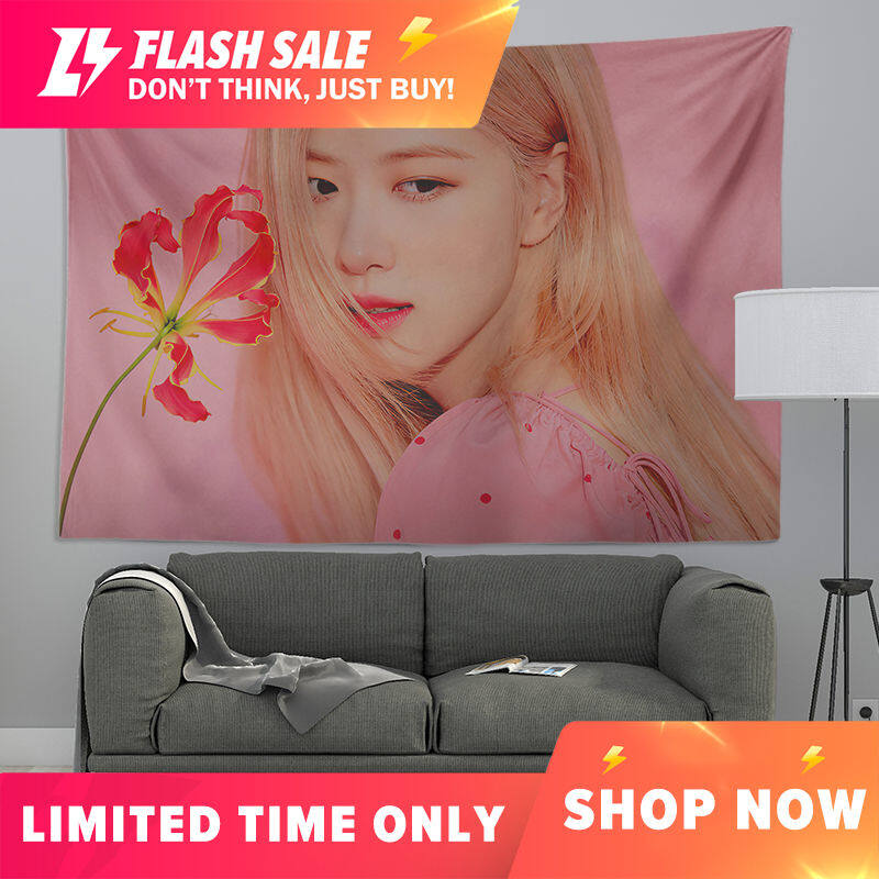 Wehome Blackpink Tapestry Wall Hanging Polyester Tapiserya Lisa Rosé Background Cloth Hanging Cloth Decoration Wall Decor