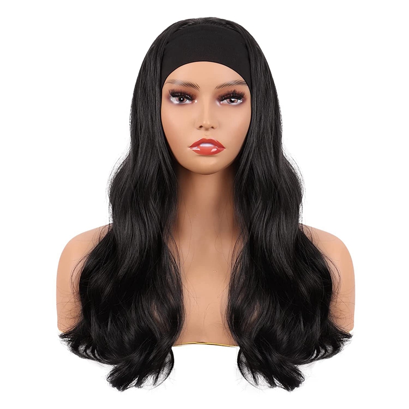 Headband Wig Human Hair Scarf Wig Remy Brazilian Wave Wig Natural Wavy ...