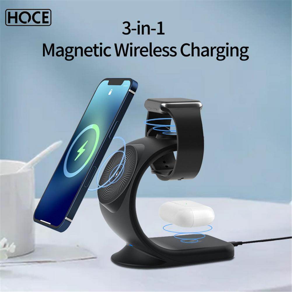 HOCE 15W Magnetic Wireless Charger 3 in 1 For iPhone 14 13 12 Pro Max Airpods Pro 3 2 Fast Charging Dock Station For Apple Watch 8 7 6 5 4 3 2