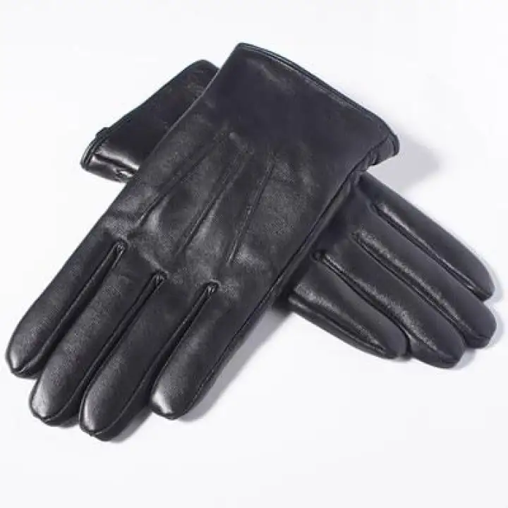 black leather winter gloves