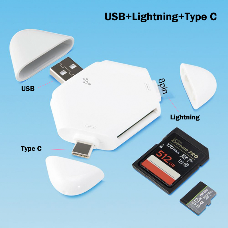 3-in-1 OTG Memory Card Reader SD TF Card Reader for Android iOS Mobile Phones Computer Tablet