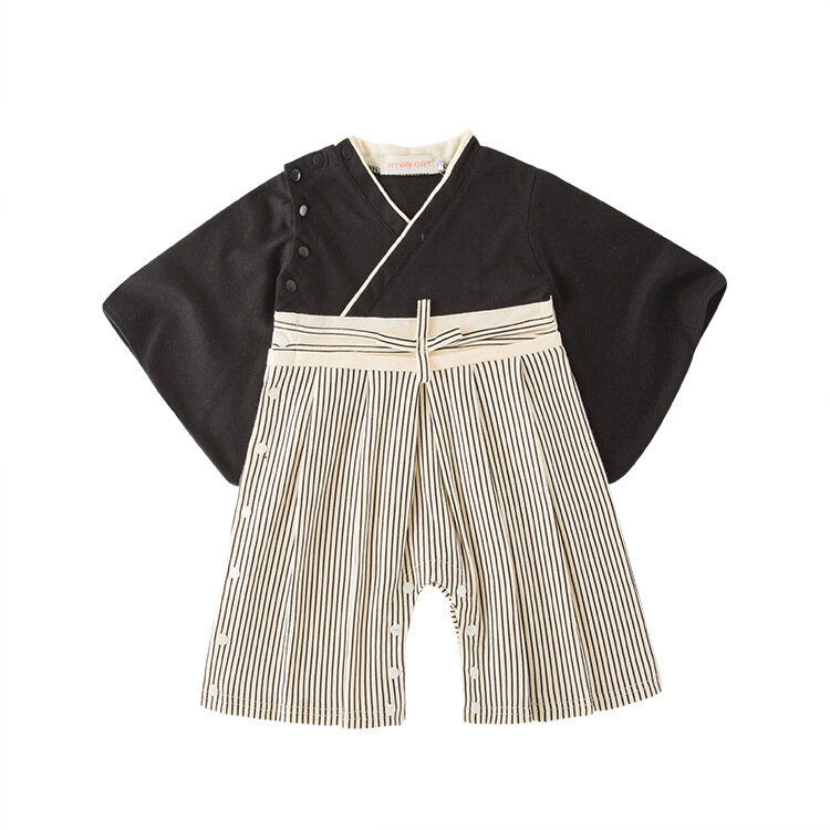 Children Kimono Romper Japanese Baby Bodysuit Printing Long Sleeve Jumpsuit Kids Boy Bow Kimono Suits Crawling Coat