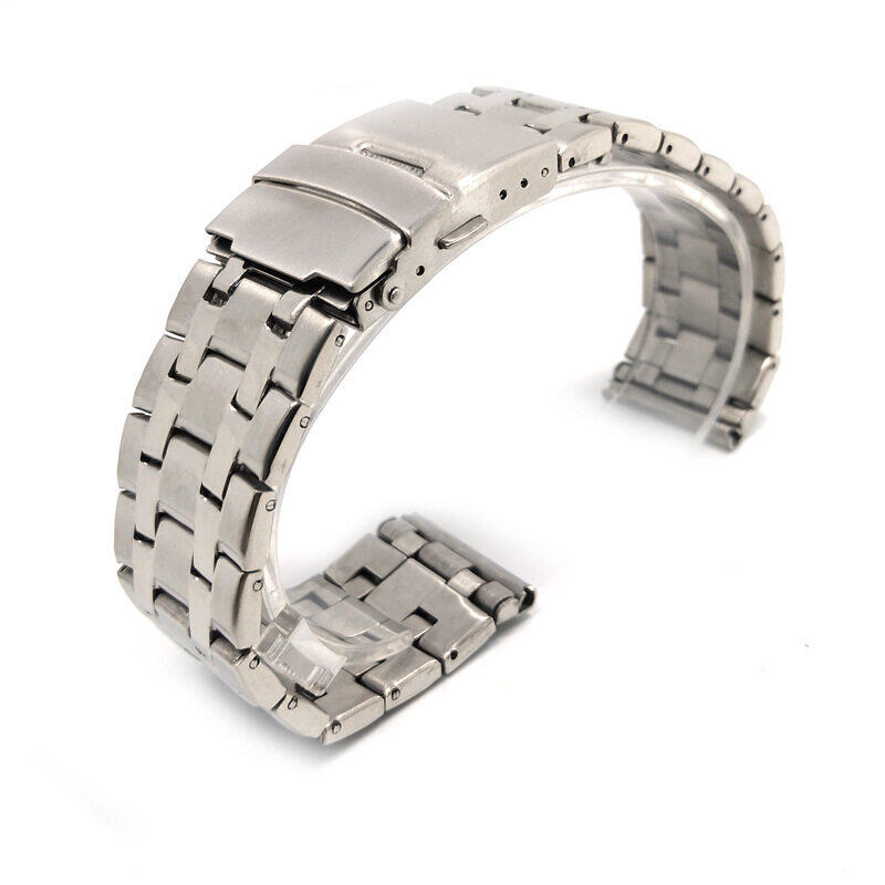 20mm 22mm Universal Watch Bands Stainless Steel Watch Bracelet Watch Accessories Black Silver Metal Watch Strap Double Press Safety Buckle