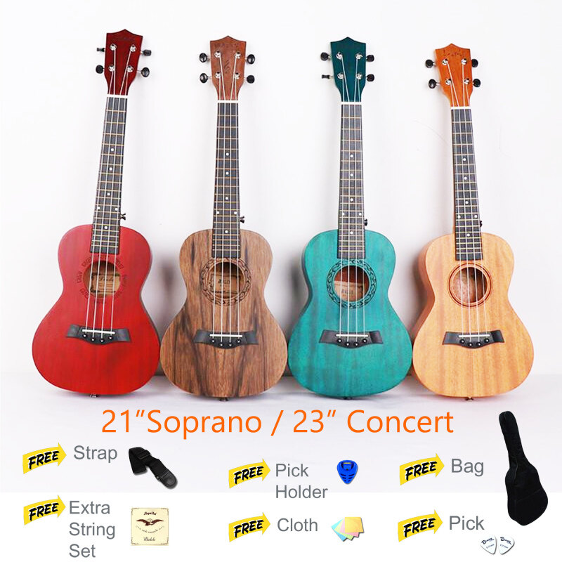 21 or 23 Inch Concert Full Kits Ukulele Wood Hawaiian Four String Guitar okume Wooded Ukulele Malaysia