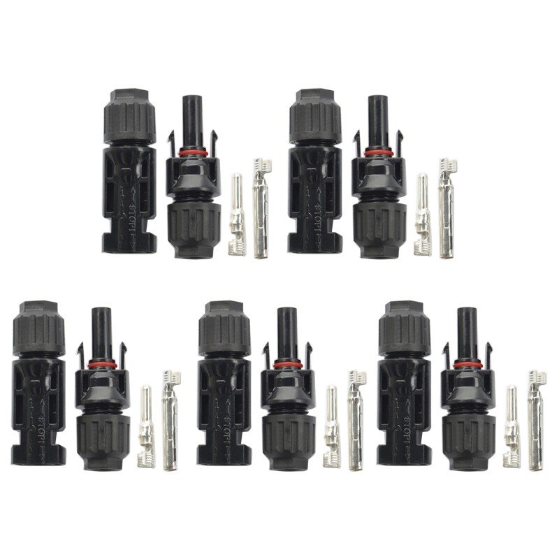 5 Pair Solar Panel Cable Connectors Waterproof Photovoltaic Connectors Solar Wire Adapter Male/Female Plug Durable