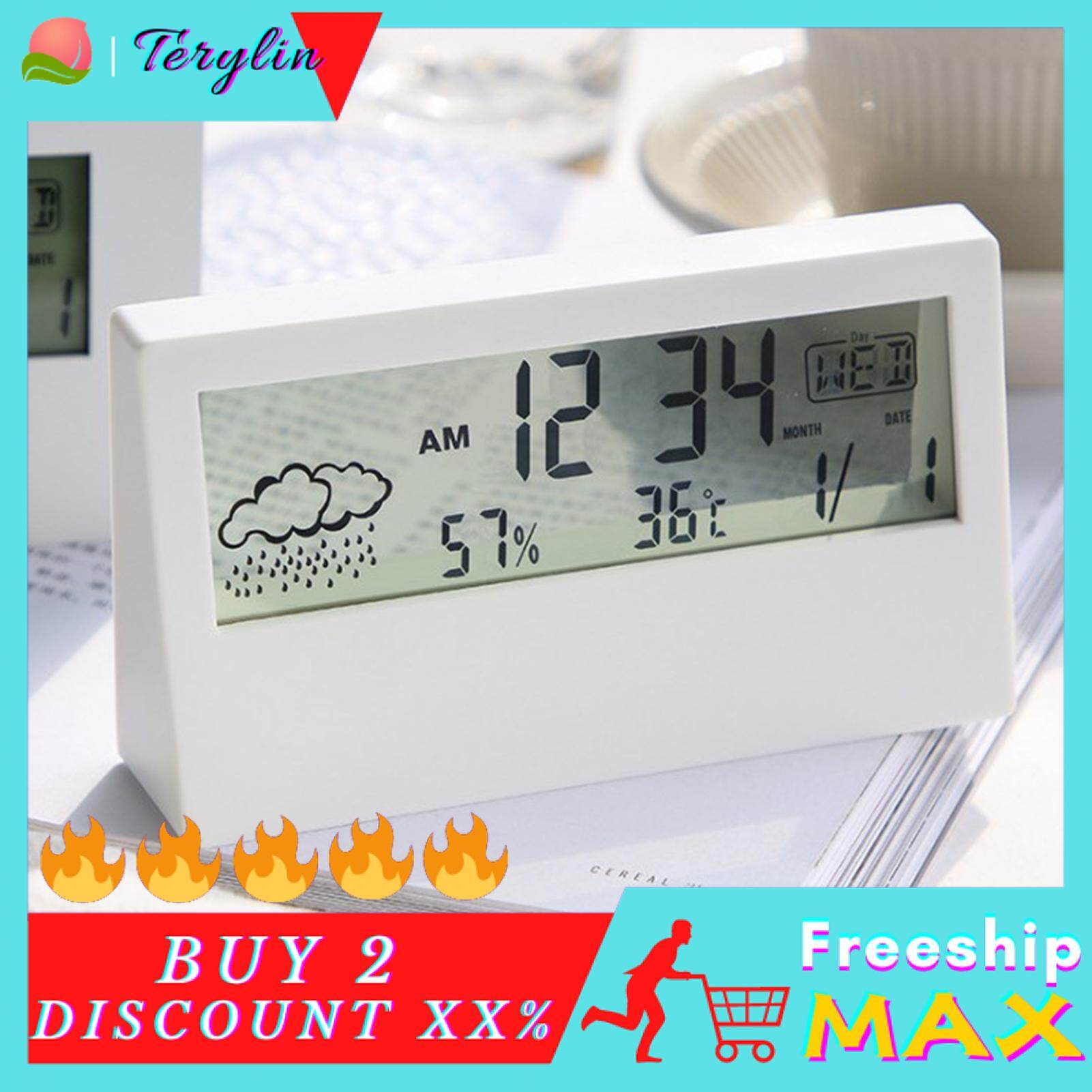 Terylin Alarm Clock Eco-friendly Weather Forecast Function ABS Electronic Desktop Clock Supplies for Home