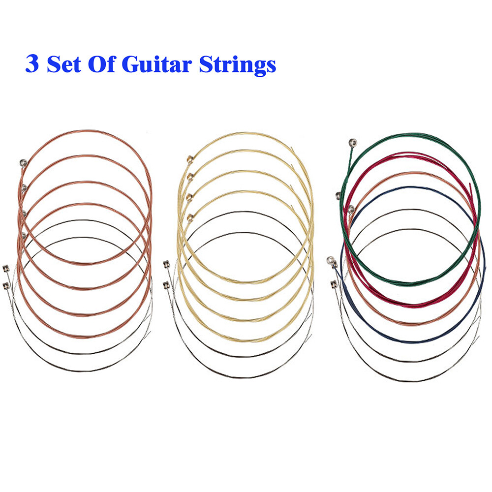 3 Sets of Acoustic Folk Guitar String Set Strings Stainless Steel Wire Core Copper Alloy Wound, 6pcs/set