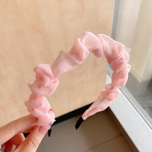 Korean Style Ruffled Pleated Hairband, Solid Color