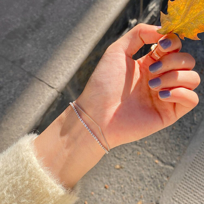 MIAOYA FJSL  Fashion Zircon Double-layer Bracelet Women Adjustable Bracelet BFF  Simple Style Accessories