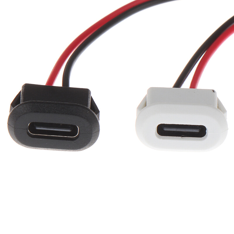 Ministar 2Pin USB-C TypeC Waterproof USB Connector Direct Compression Female Base Female Socket Charging Interface With Welding Wire Waterproof Socket