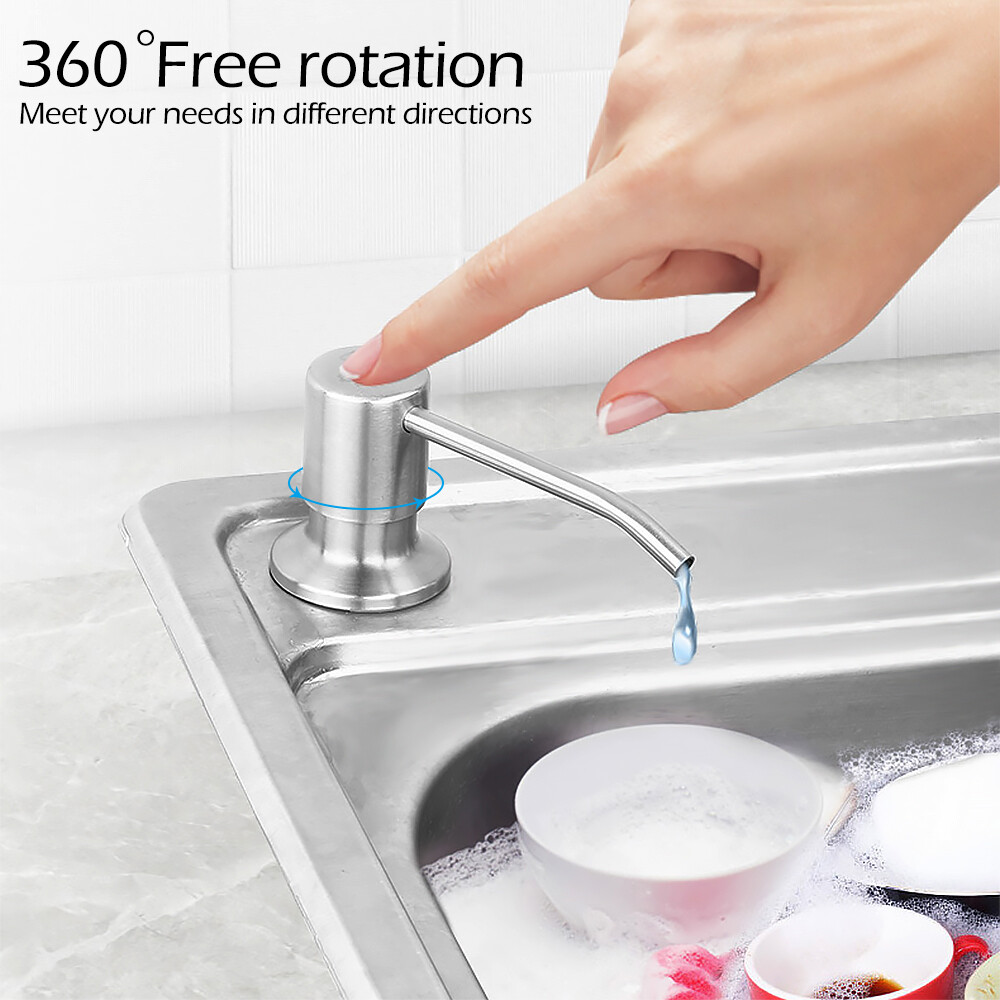 Kitchen Stainless Steel Sink Soap Dispenser 300 Ml Countertop Soap Dispenser Brushed Stainless Steel Soap Bottle Bathroom Manually On Soap Bottle Kitchen Accessories