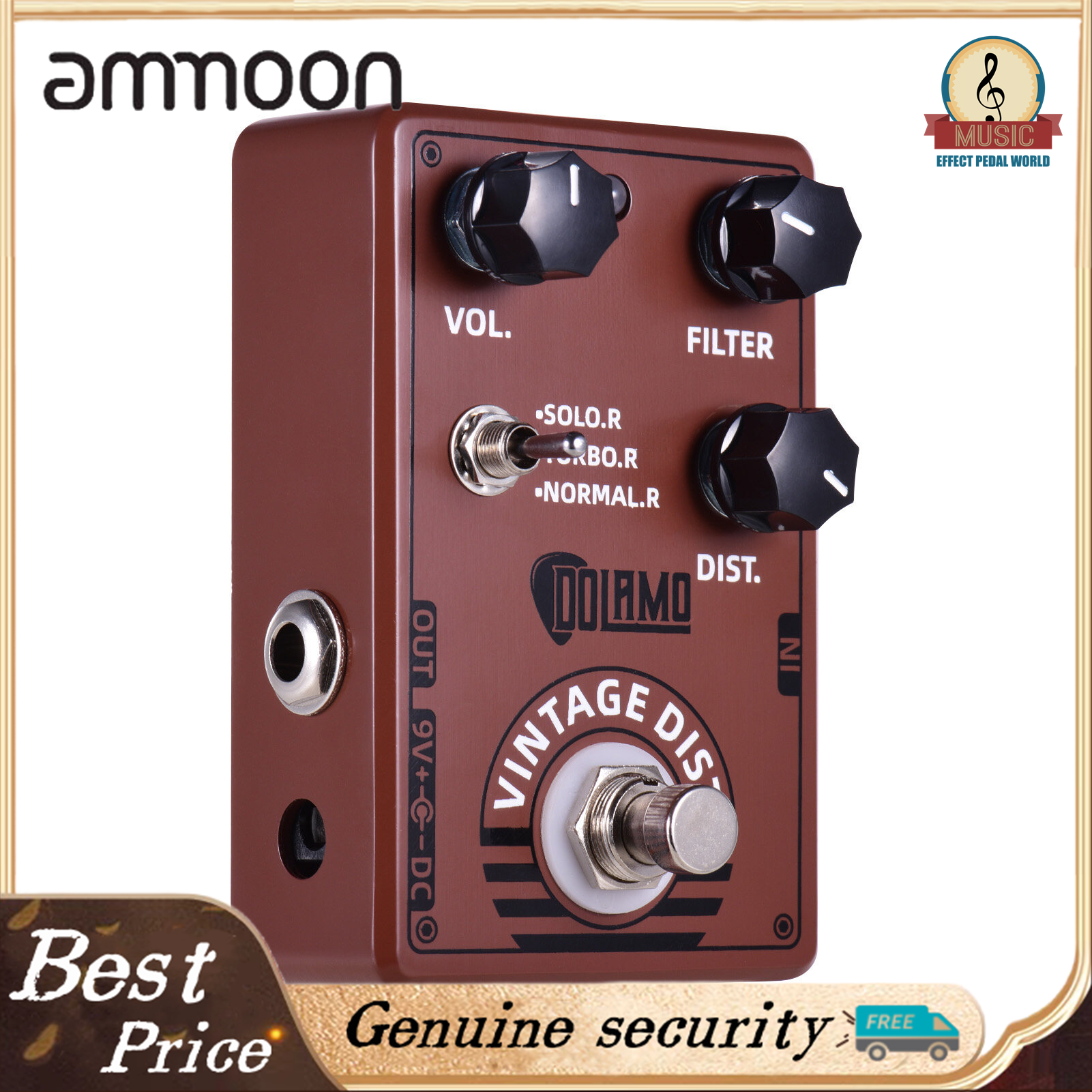 Dolamo D-11 Vintage Distortion Guitar Effect Pedal with Volume Filter and Distortion Controls True Bypass Design for Electric Guitar