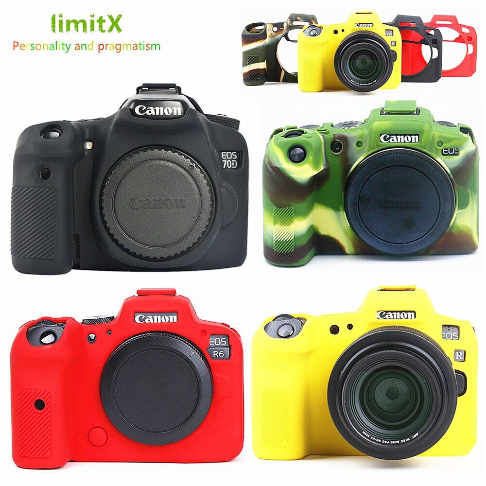 Silicone case dslr camera bag protective body skin cover for canon eos r6 r5 r rp 70d 77d 80d 4000d rebel t100 digital cameras