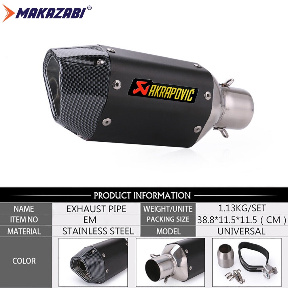 51mm universal motorcycle exhaust pipe vent pipe exhaust muffler pipe akrapovic power pipe for nmax aerox click 150i raider 150fi mio wave 110i sonic 150 rs 150 cbr 150r ninja 250 etc