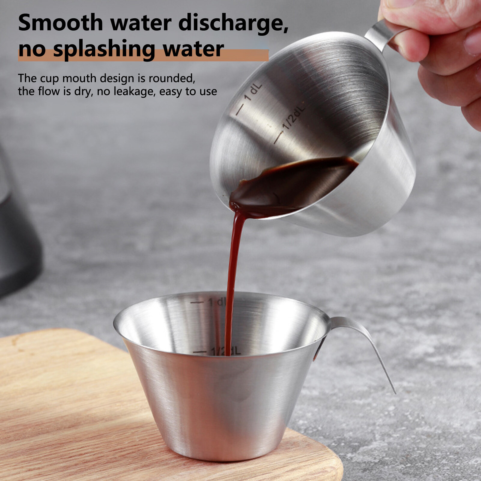 JAREDQ 100ml Measuring Cup with Handle Rust-Proof Stainless Steel Espresso Coffee Measuring Cup for Bakery