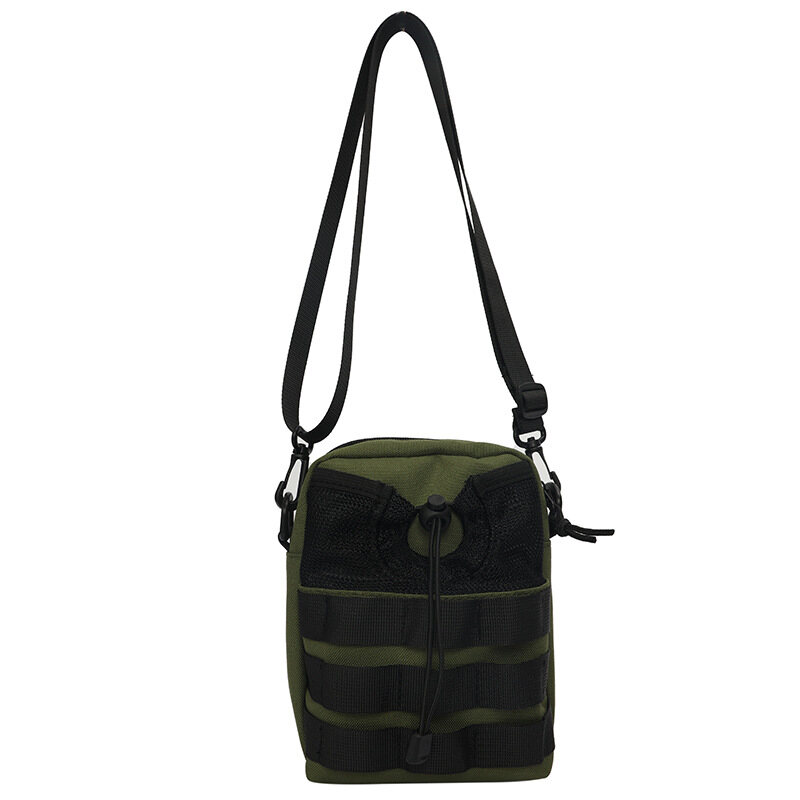 QFDI Men's crossbody bag fashion Korean version of the drawstring cell phone bag casual sports shoulder bag