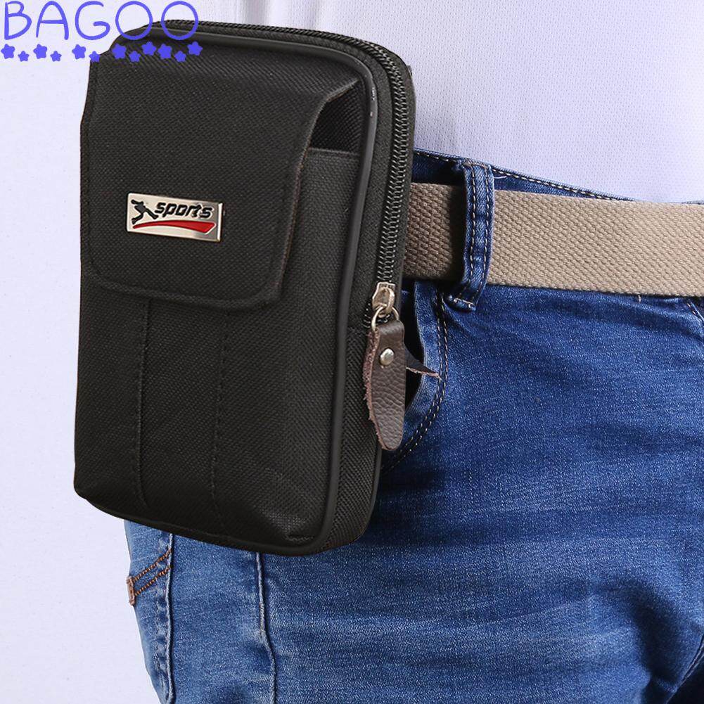 BAGOO Multi-function Men Fanny Waist Bag Canvas Casual Mobile Phone Purse Pocket Male Outdoor Travel Sports Belt Bum Pouch