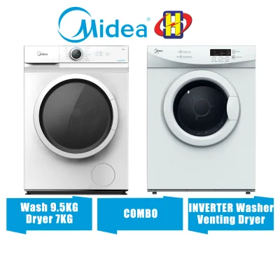 [Delivery By Seller Only KL] Midea Washing Machine And Dryer COMBO (9.5KG/7KG) Front Load Washer Dryer MF-100W95B / MD-7388