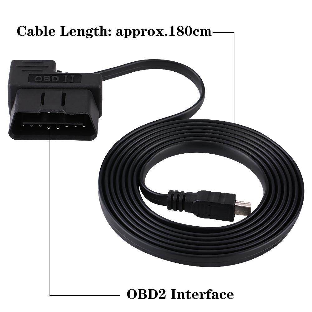 180cm Car OBD-II OBD2 EOBD 16pin Diagnostic Extension Adapter to Mini USB Cable