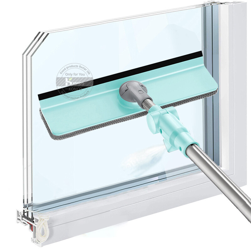 Konco Glass Cleaner Window Squeegee Microfiber Extendable Window Scrubber Telescopic Handle Glass Sponge
