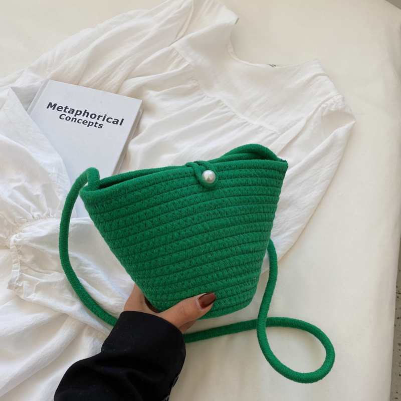 Summer Woven Straw Bag for Women Bucket Beach Bag Handmade Rattan Travel Bohemia Female Shoulder Crossbody Bag