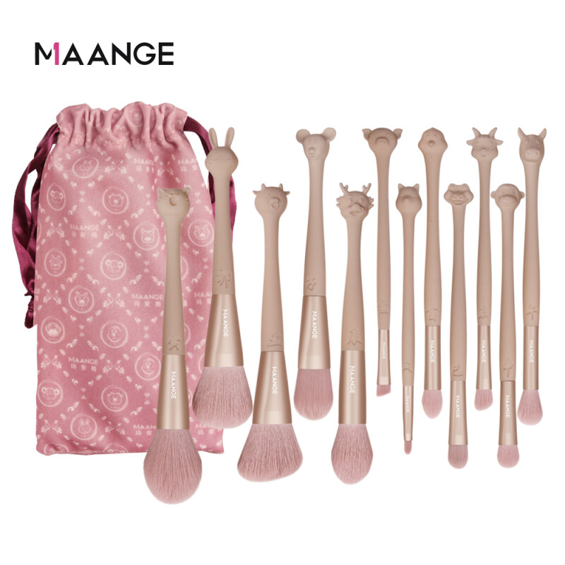 MAANGE 12Pcs Zodiac Cọ Trang Điểm Phấn Má Hồng Phấn Mắt Lông Mày Dễ Thương Bộ Cọ Mỹ Phẩm Dụng Cụ Làm Đẹp cao cấp