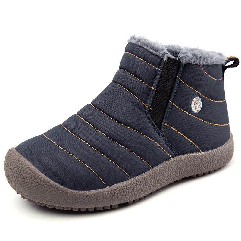 เด็กรองเท้าบูตลุยหิมะสำหรับผู้หญิง Unisex รองเท้าบูทอบอุ่นฤดูหนาว, anti - SLIP บูทหุ้มข้อเท้ากันน้ำบนขนสัตว์เรียงรายรองเท้าผ้าใบขนาด 28-48 สี สีฟ้า สี สีฟ้า