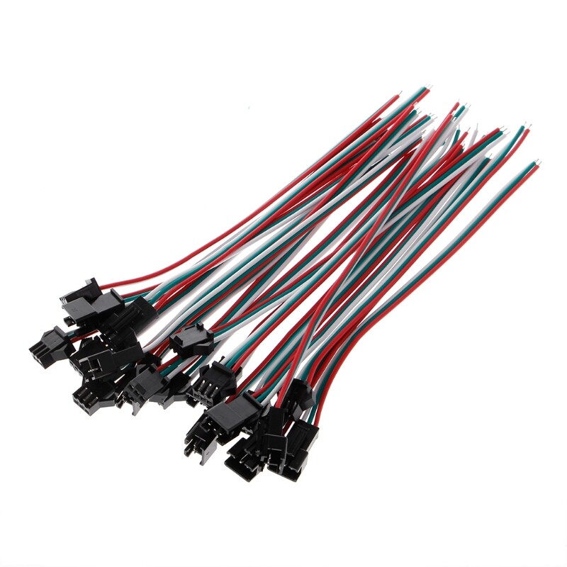 PanPan 10 Pairs 3 Pin JST SM Male Female Plug Connector Cable For WS2812B WS2812 WS2811 LED Strip Lamp