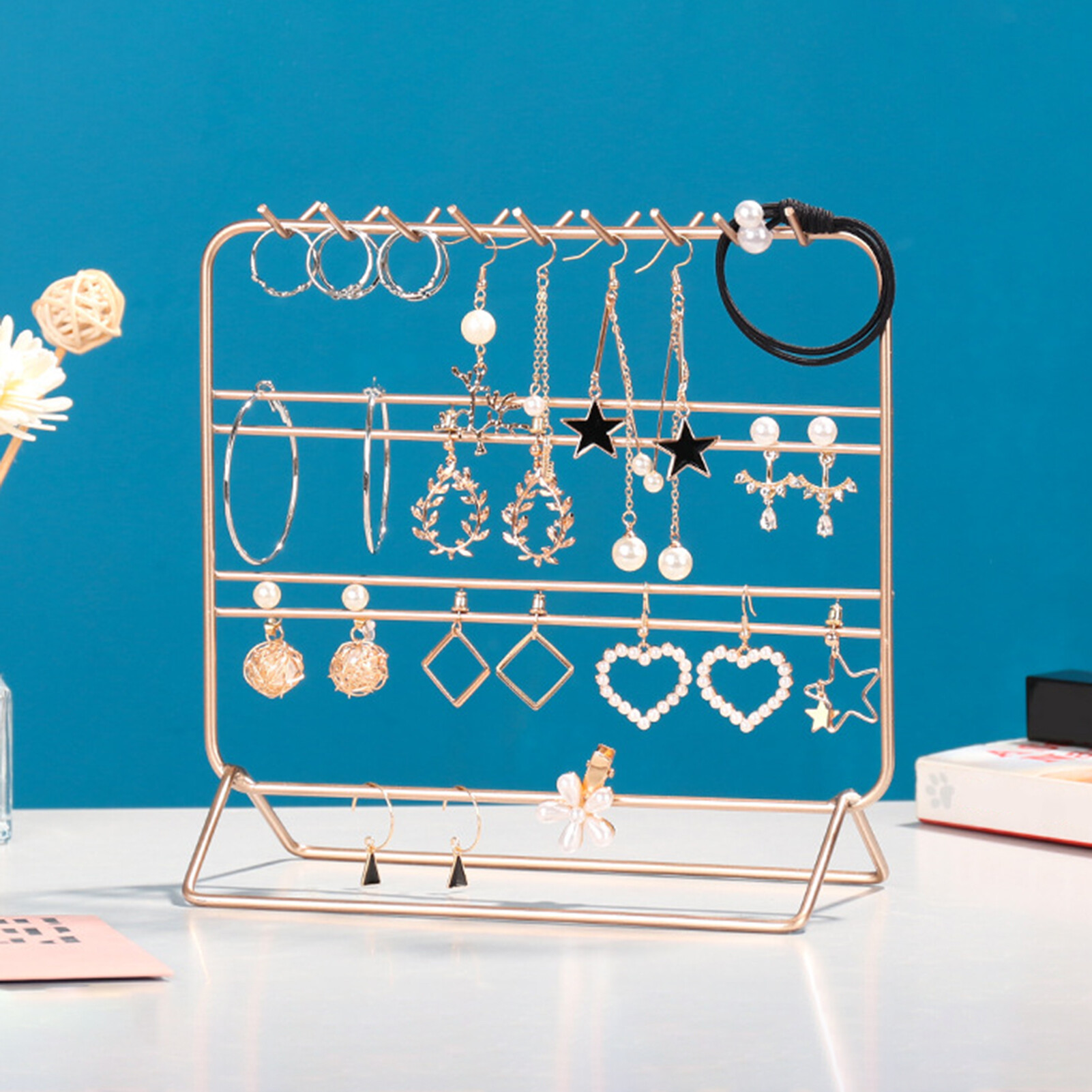 Talent Star Jewelry Display Stand Multi-functional Embedded Design Metal Creative Earring Storage Rack for Home