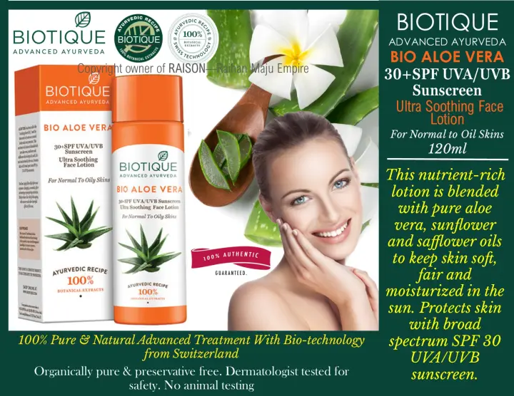 biotique bio aloe vera 30 spf sunscreen