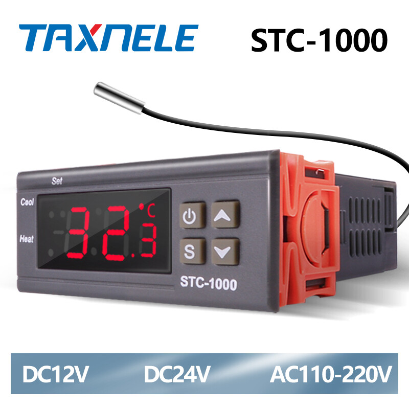 Two Relay Output LED Digital Temperature Controller Thermostat Incubator STC-1000 110V-220VAC,12/24DC 10A with Heater and Cooler