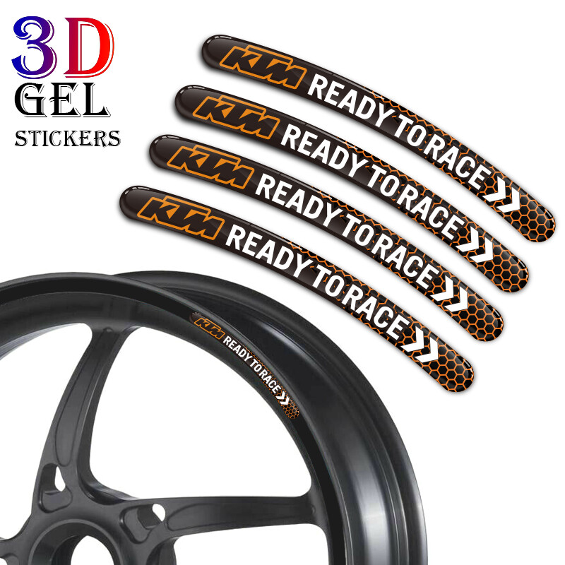 8PCS / Lot 3D Gel Motorcycle Wheel Rim Strip Decal Car Sticker for KTM Stickers