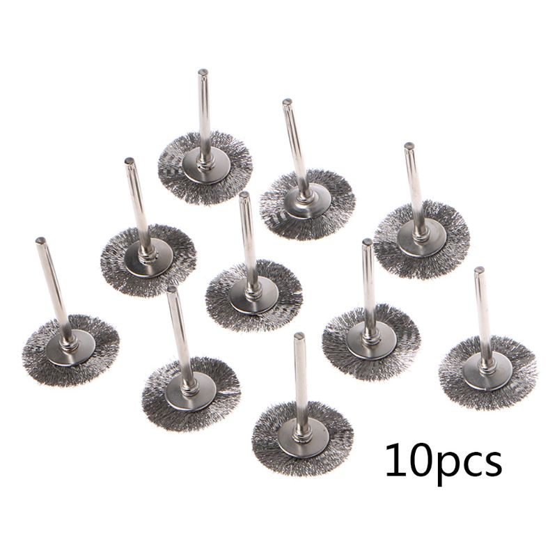 10 cái lưỡi bạch kim 22mm, bàn chải bánh xe dây thép không gỉ dụng cụ xoay dremel cho máy khoan mini dremel phụ kiện dremel đánh bóng