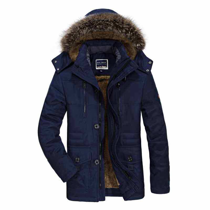 2023 New Fashion Winter Jacket Men Fashion Casual Slim Thick Warm Jackets Mens Coats Parkas With Hooded Overcoats Men Fur Solid Parka