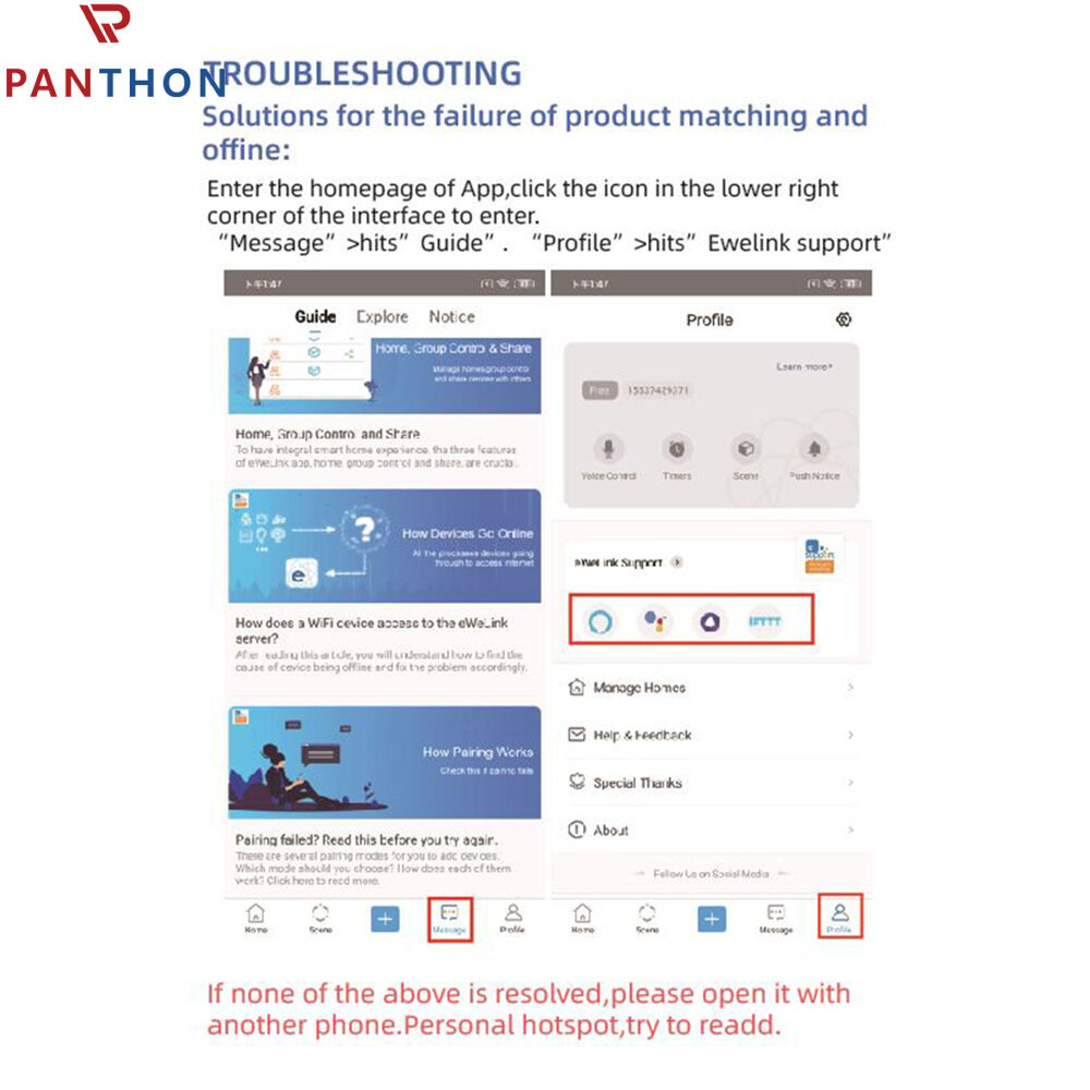 PANTHON EWelink Smart WiFi Relay Module DC 5V 12V 24V Switch Relay Timer Wireless Remote Control Inching/Self-locking for Google Home