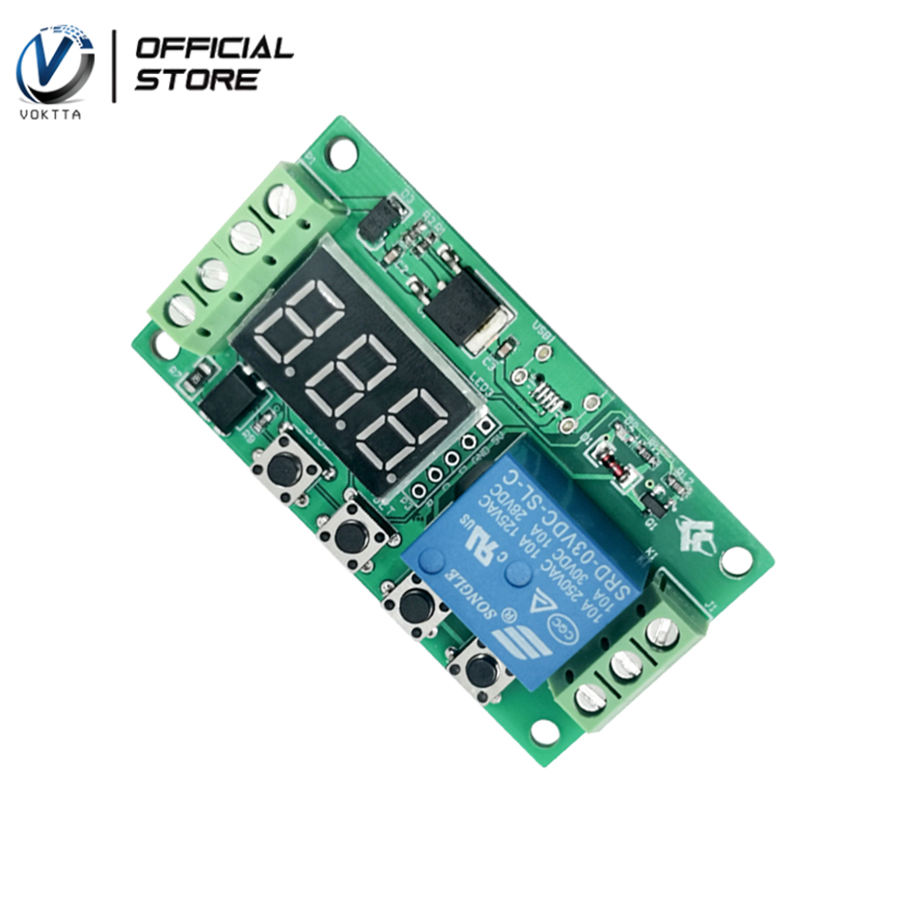 VOKTTA Mô-đun Công Tắc Mạch Rơ Le Thời Gian Trễ Hiển Thị Kỹ Thuật Số LCD 5V-30V Công Tắc Độ Trễ Rơ Le Thời Gian Chu Kỳ Có Thể Điều Chỉnh Tự Làm