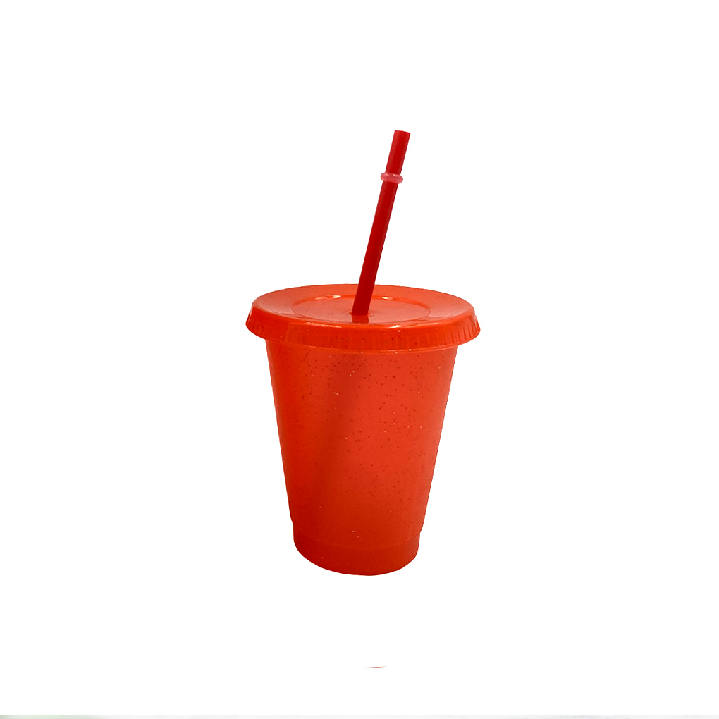 Drinking Cup with Lid & Straw PP Plastic Bottle for Reusable Bottle for Cold Drink Coffee Juice Smoothie